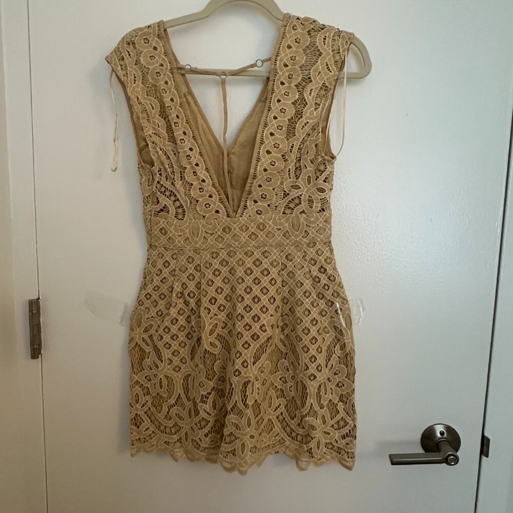 Free People Ivory One Million Lovers Lace Mini Dress Size S - Picture 3 of 4